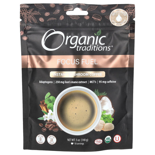 Organic Traditions-Instant Mushroom Coffee-Focus Fuel-5 oz (140 g)