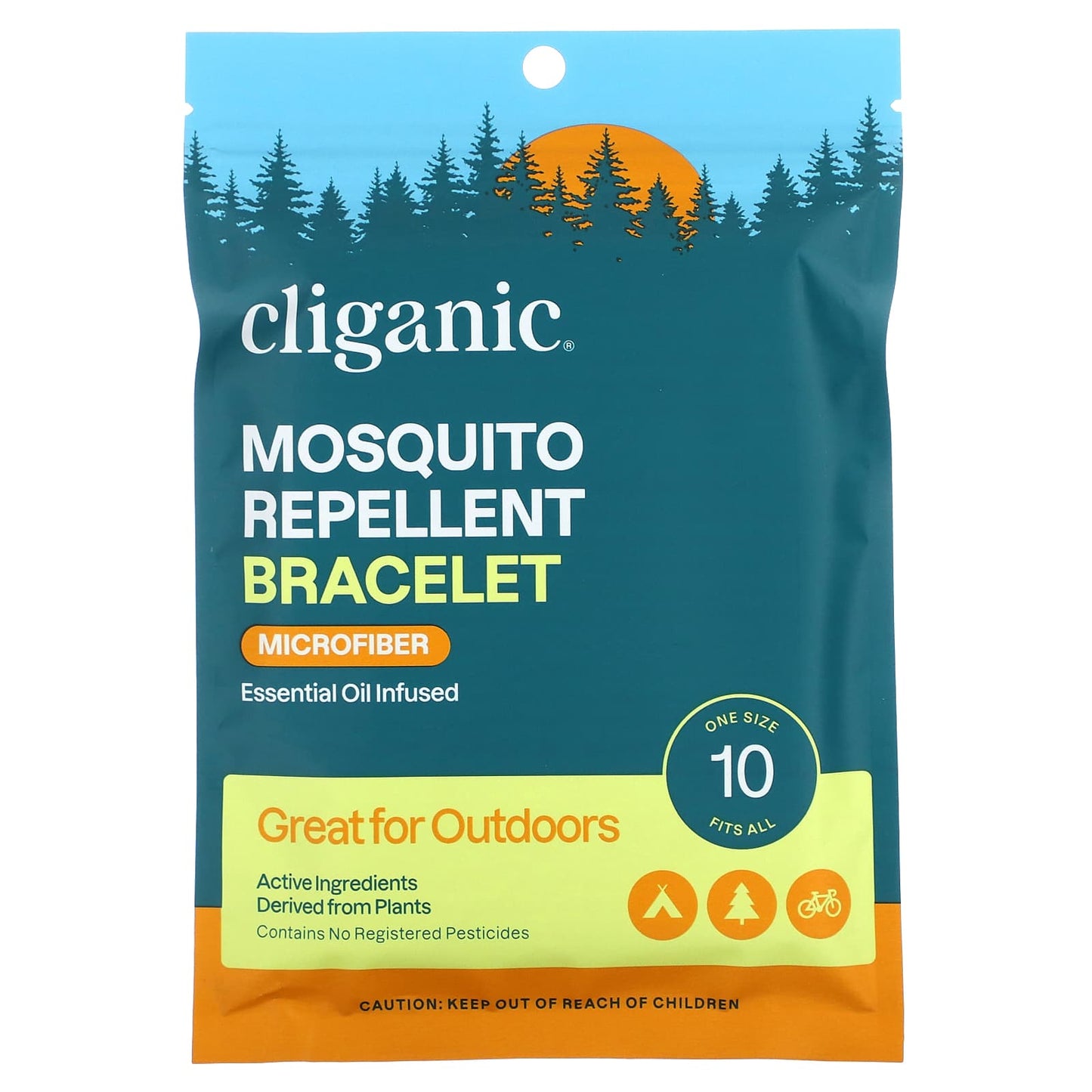 Cliganic-Mosquito Repellent Bracelet-Essential Oil Infused-One Size Fits All-10 Bracelets-0.11 oz Each