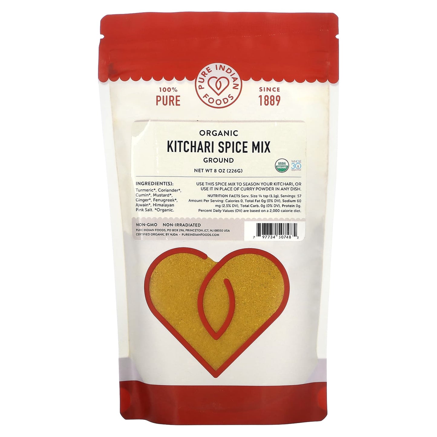 Pure Indian Foods-Organic Kitchari Spice Mix-Ground-8 oz (226 g)