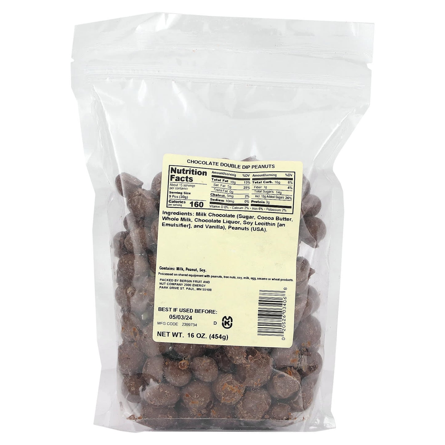 Bergin Fruit and Nut Company, Chocolate Double Dip Peanuts, 16 oz (454 g)