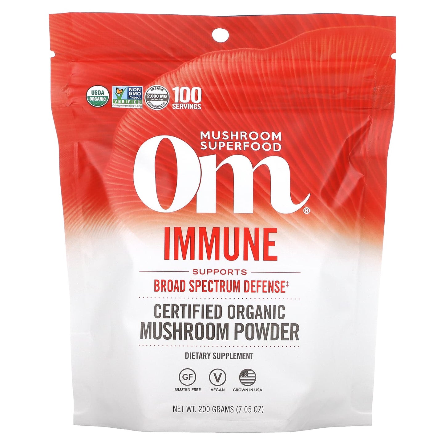 Om Mushrooms-Certified Organic Mushroom Powder-Immune-7.05 oz (200 g)