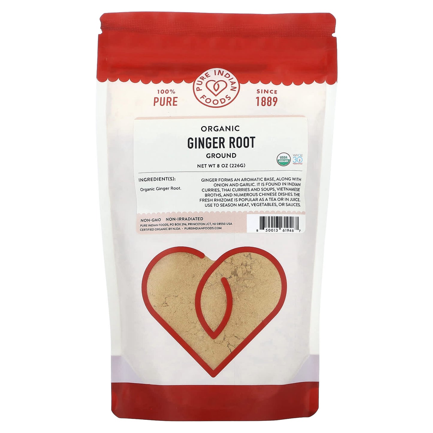 Pure Indian Foods-Organic Ginger Root-Ground-8 oz (226 g)