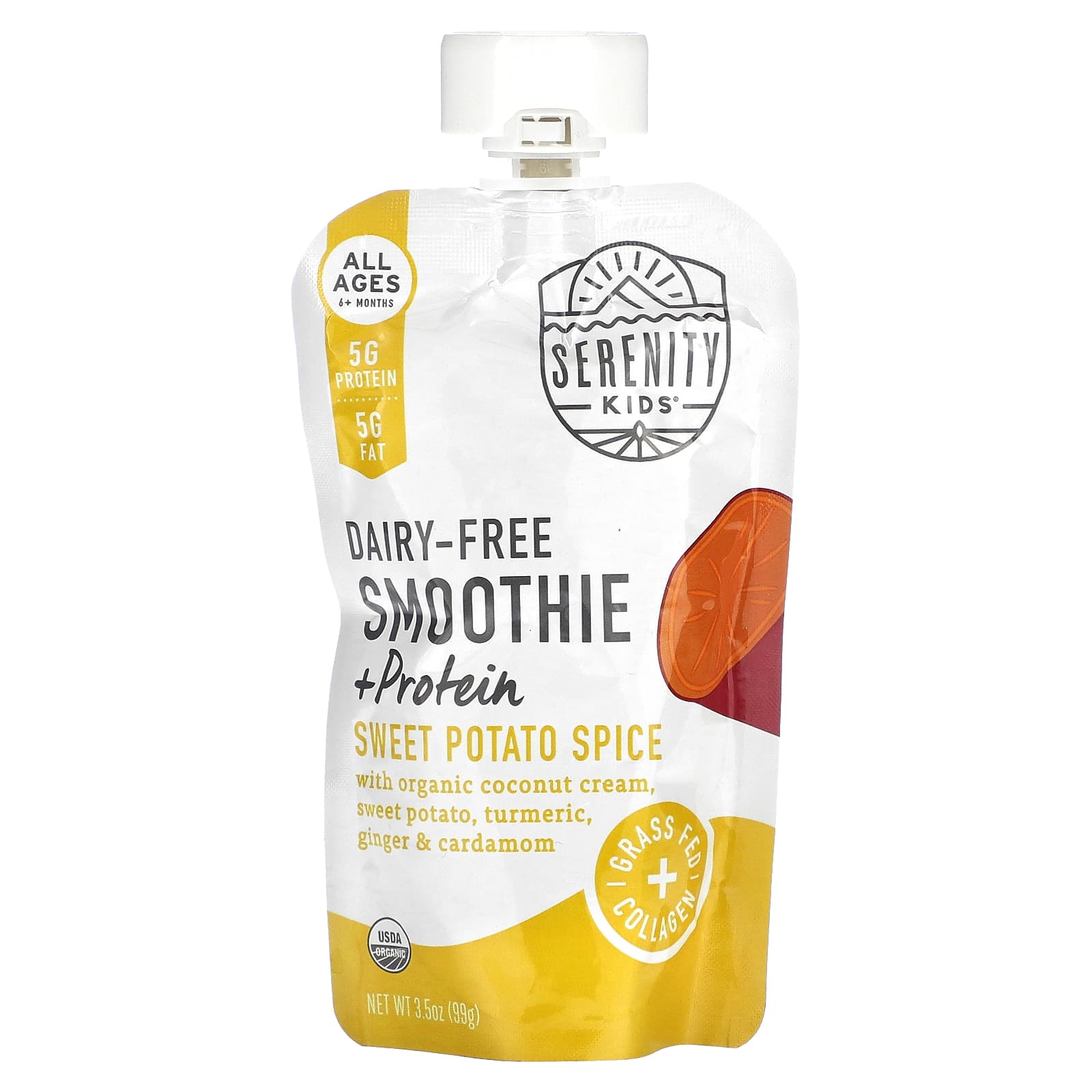 Serenity Kids-Dairy-Free Smoothie + Protein-All Ages 6+ Months-Sweet Potato Spice-3.5 oz (99 g)