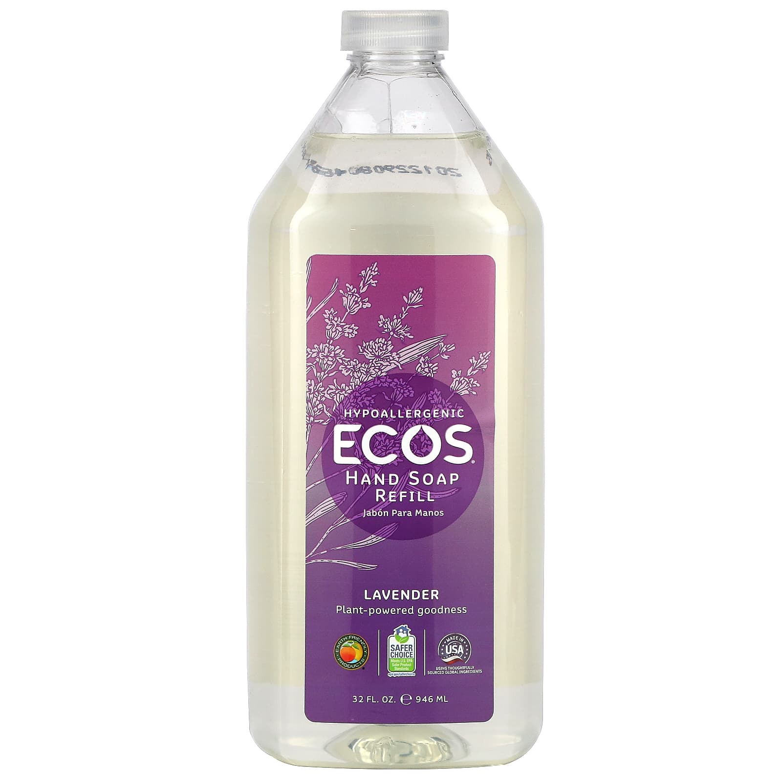 Earth Friendly Products-Ecos-Hand Soap Refill-Lavender-32 fl oz (946 ml)