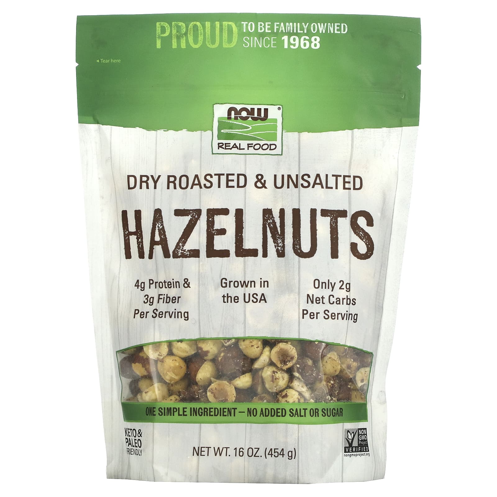 NOW Foods-Hazelnuts-Dry Roasted & Unsalted-16 oz (454 g)