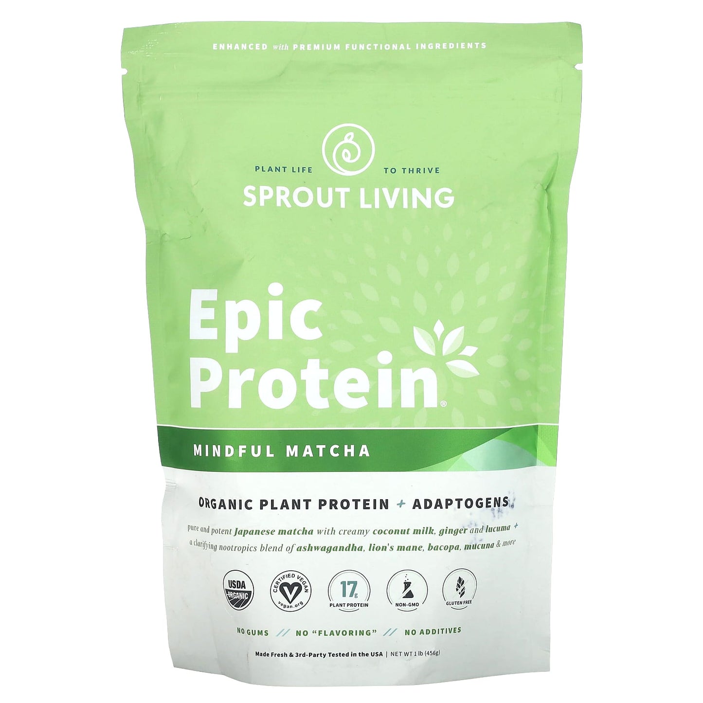 Sprout Living-Epic Protein-Mindful Matcha-1 lb (456 g)