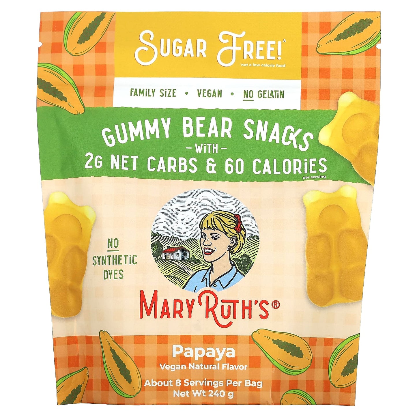 MaryRuth's-Gummy Bear Snacks-Papaya-240 g