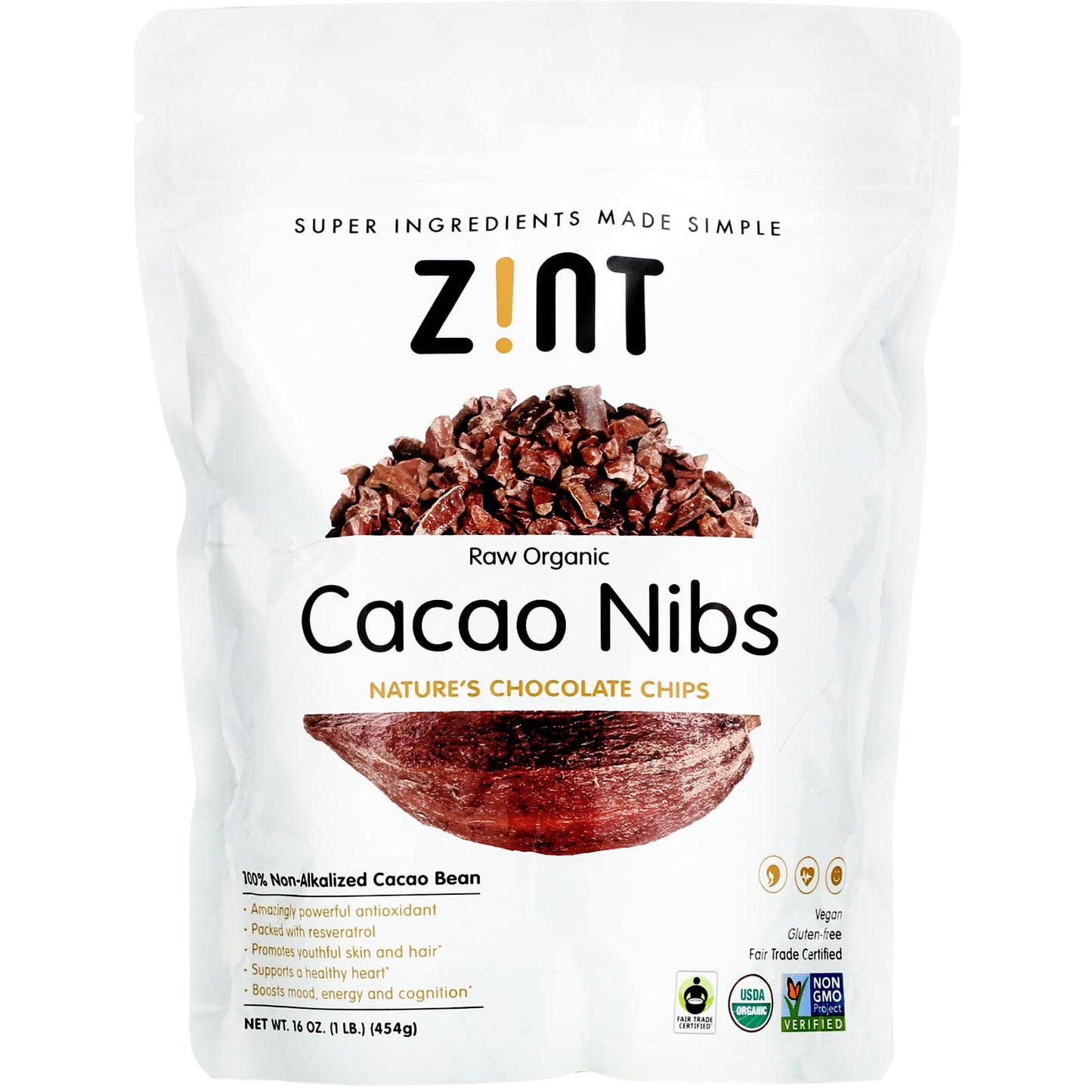 Zint-Raw Organic Cacao Nibs-16 oz (454 g)