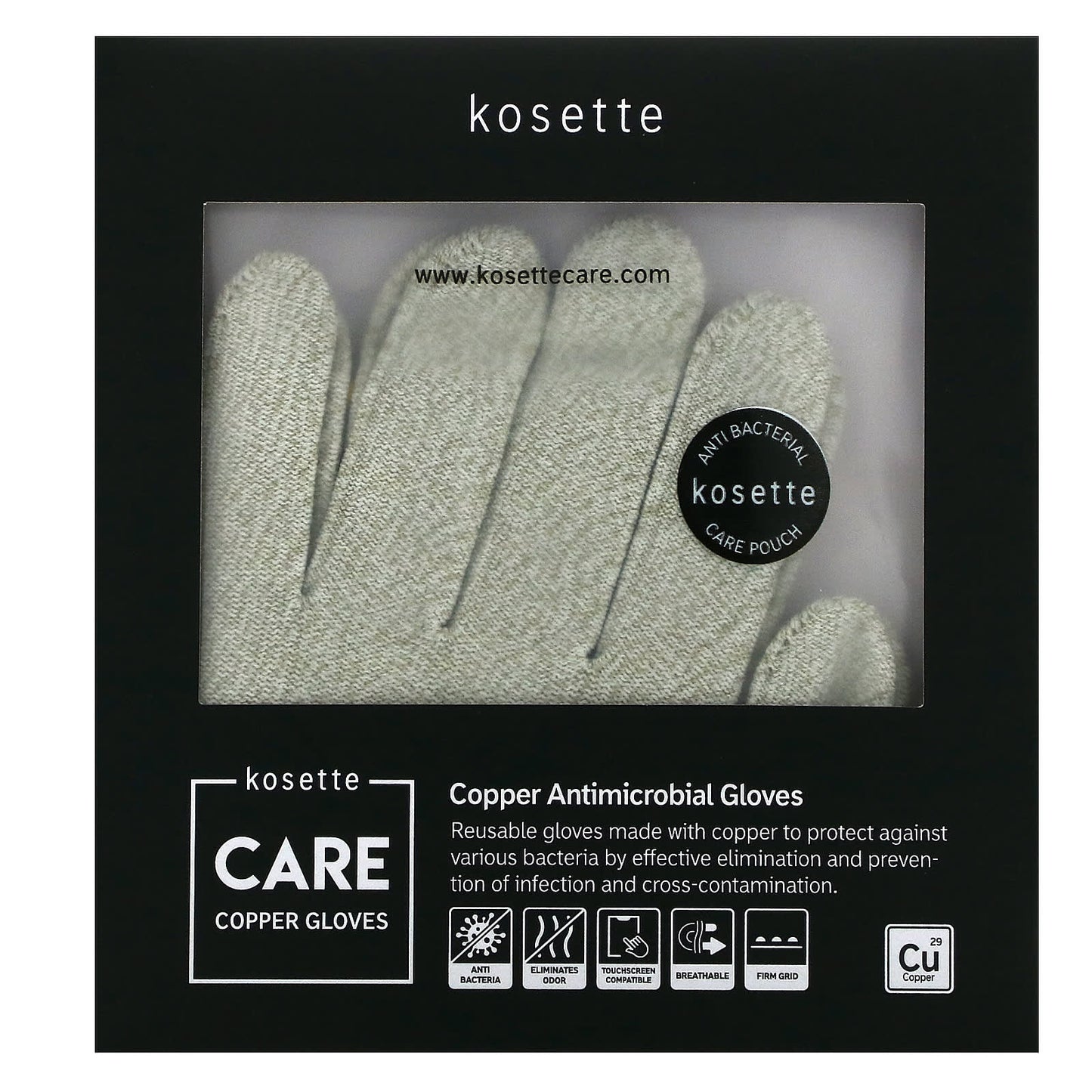 Kosette-Copper Antimicrobial Gloves-Medium-1 Pair