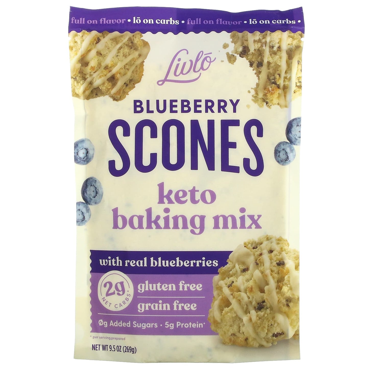 Livlo-Blueberry Scones-Keto Baking Mix with Real Blueberries-9.5 oz (269 g)