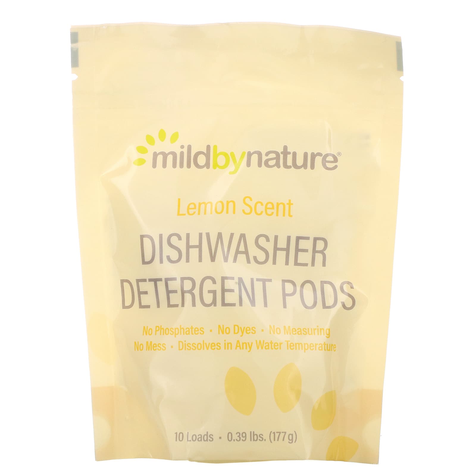 Mild By Nature-Automatic Dishwashing Detergent Pods-Lemon Scent-10 Loads-0.39 lbs-6.24 oz (177 g)