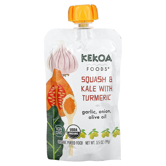 Kekoa-Organic Pureed Baby Food-Squash And Kale With Turmeric-3.5 oz (99 g)