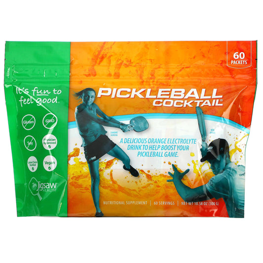 Jigsaw Health-Pickleball Cocktail-Orange Electrolyte Drink-60 Packets-10.58 oz (300 g)