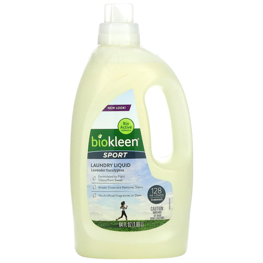 Biokleen-Sport-Laundry Liquid-Lavender Eucalyptus-64 fl oz-(1.89 L)