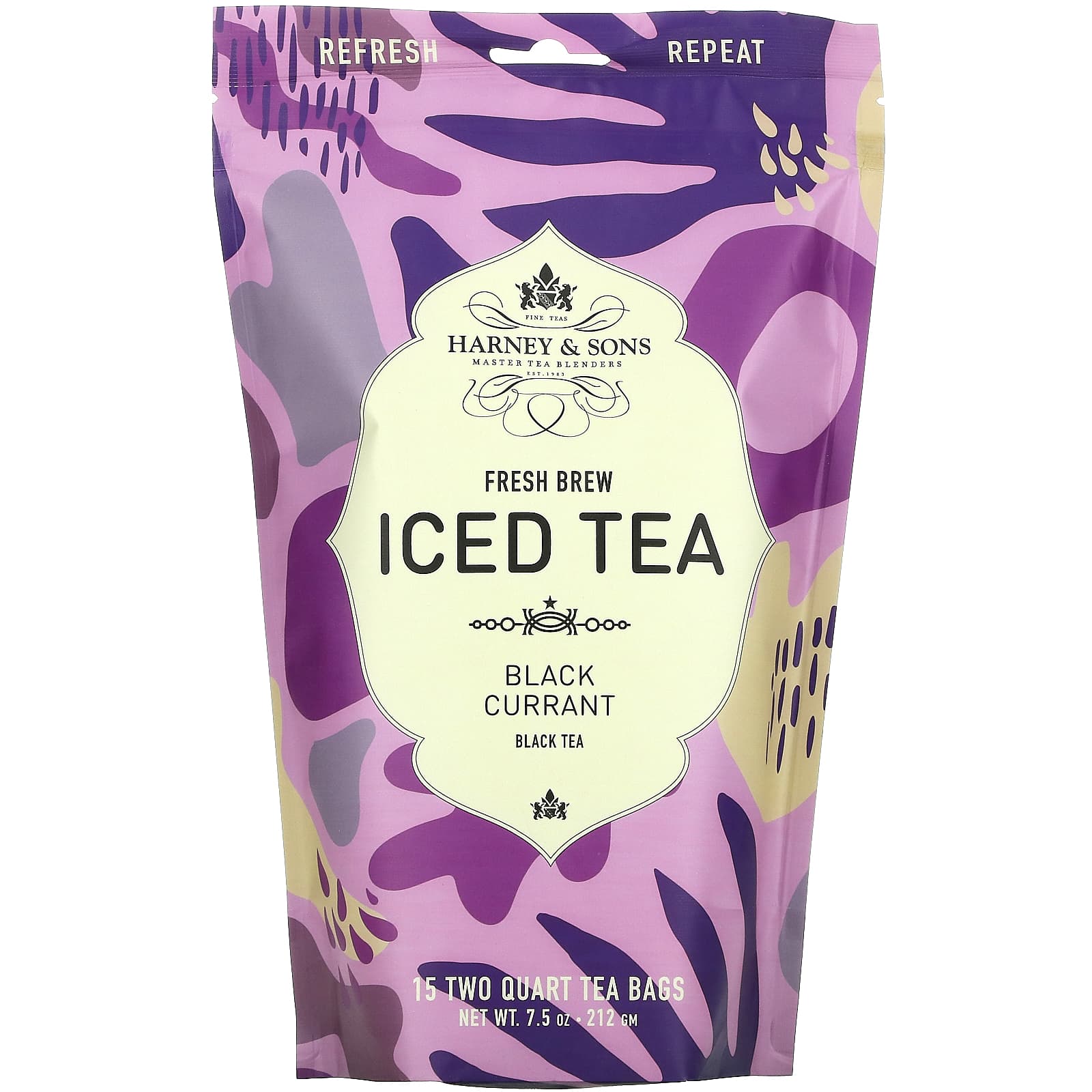 Harney & Sons-Fresh Brew Iced Tea-Black Currant Black Tea-15 Tea Bags-7.5 oz (212 g)