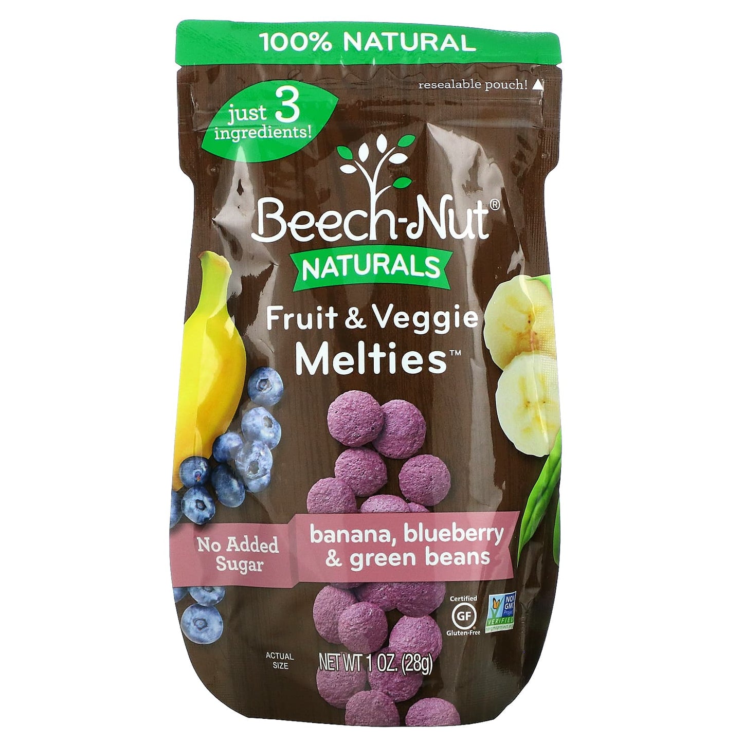 Beech-Nut-Naturals-Fruit & Veggie Melties-8+ Months-Banana-Blueberry & Green Beans-1 oz (28 g)