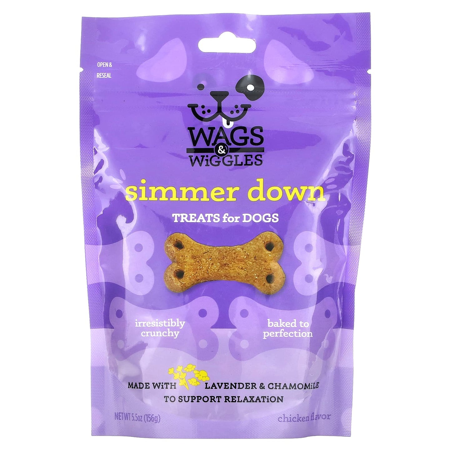 Wags & Wiggles-Simmer Down-Treats For Dogs-Chicken-5.5 oz (156 g)