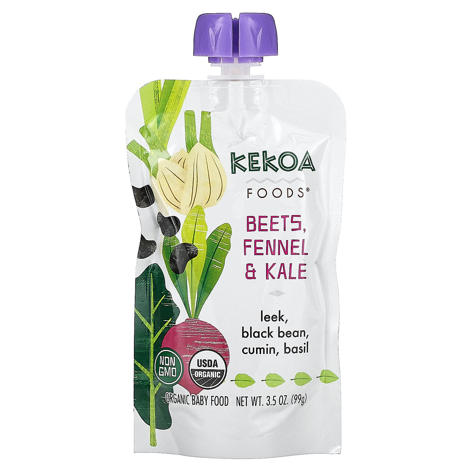 Kekoa-Organic Baby Food-Beets-Fennel-and Kale-3.5 oz (99 g)