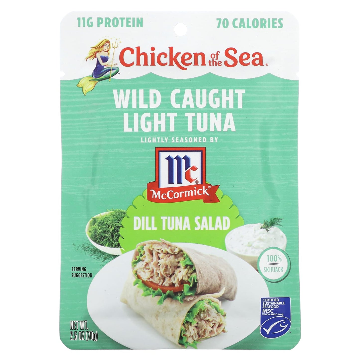 Chicken of the Sea-Wild Caught Light Tuna-Dill Tuna Salad-2.5 oz (70 g)