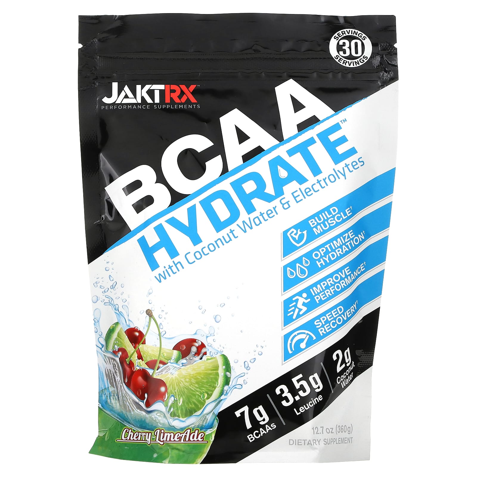 JAKTRX-BCAA Hydrate With Coconut Water & Electrolytes-Cherry Limeade-12.7 oz (360)