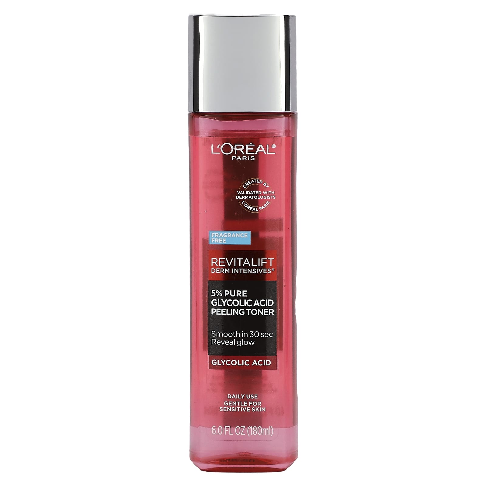 L'Oréal-Revitalift Derm Intensives- 5% Pure Glycolic Acid Peeling Toner-Fragrance Free-6 fl oz (180 ml)