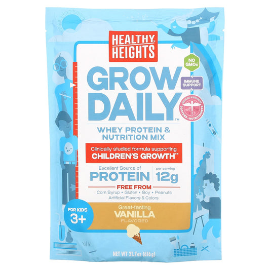 Healthy Heights-Grow Daily-Whey Protein & Nutrition Mix-For Kids 3+-Vanilla-21.7 oz (616 g)