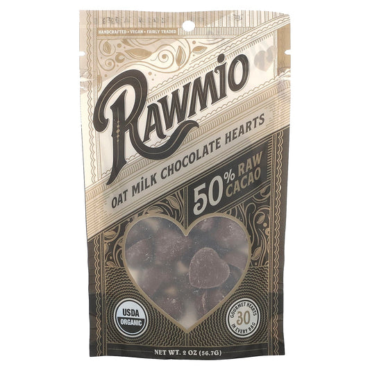 Rawmio-Oat Mild Chocolate Hearts-50% Raw Cacao-2 oz (56.7 g)