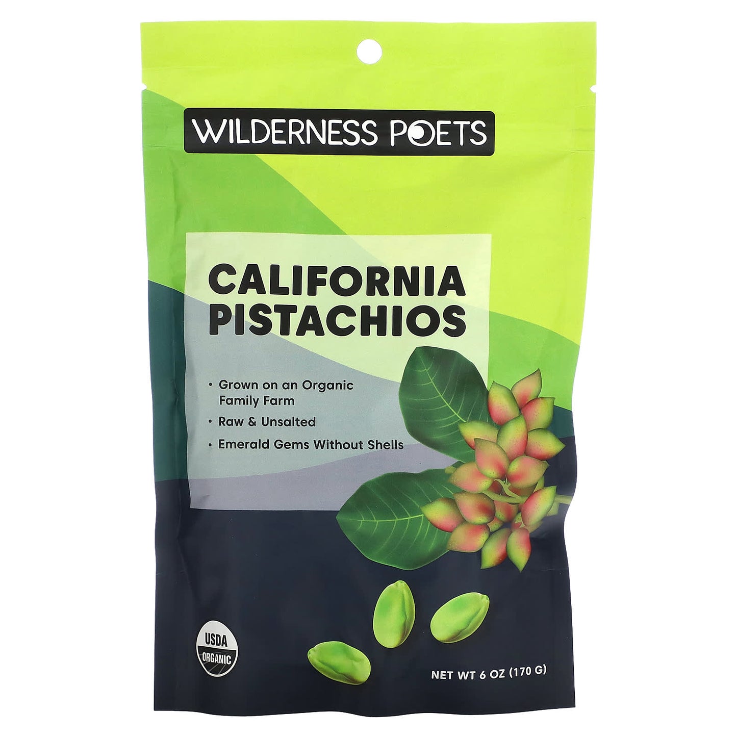 Wilderness Poets-Organic Organic California Pistachios-Unsalted-6 oz (170 g)