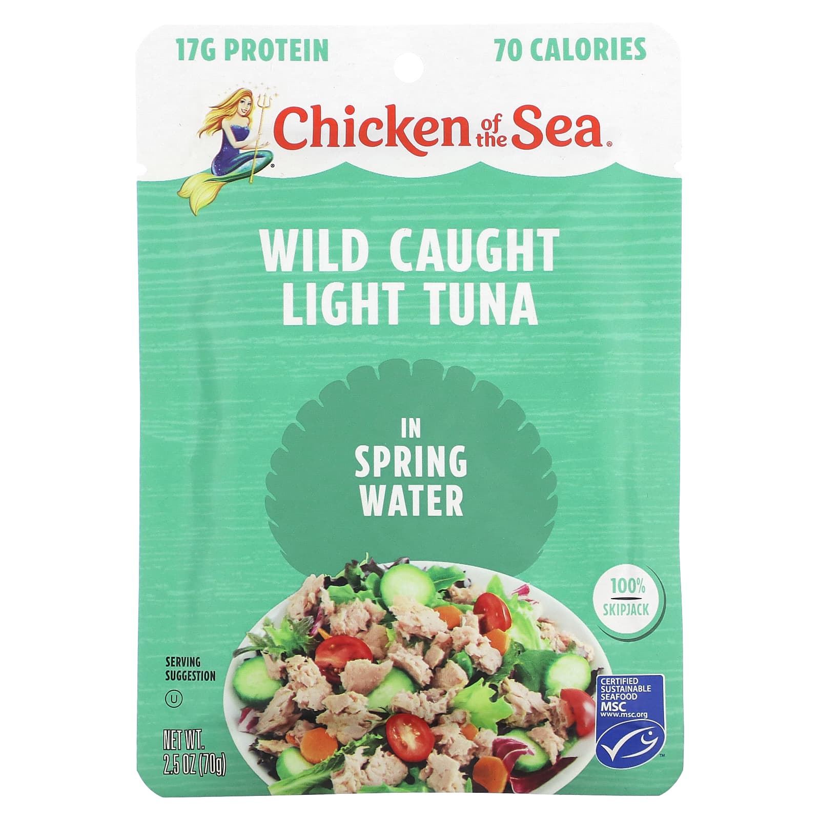 Chicken of the Sea-Wild Caught Light Tuna in Spring Water-2.5 oz (70 g)