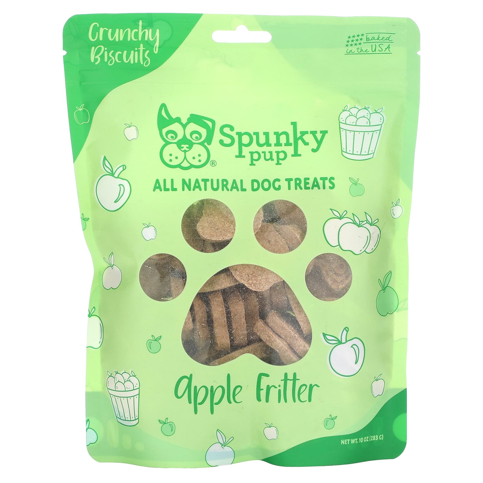 Spunky Pup-All Natural Dog Treats-Crunchy Biscuits-Apple Fritter -10 oz (283 g)