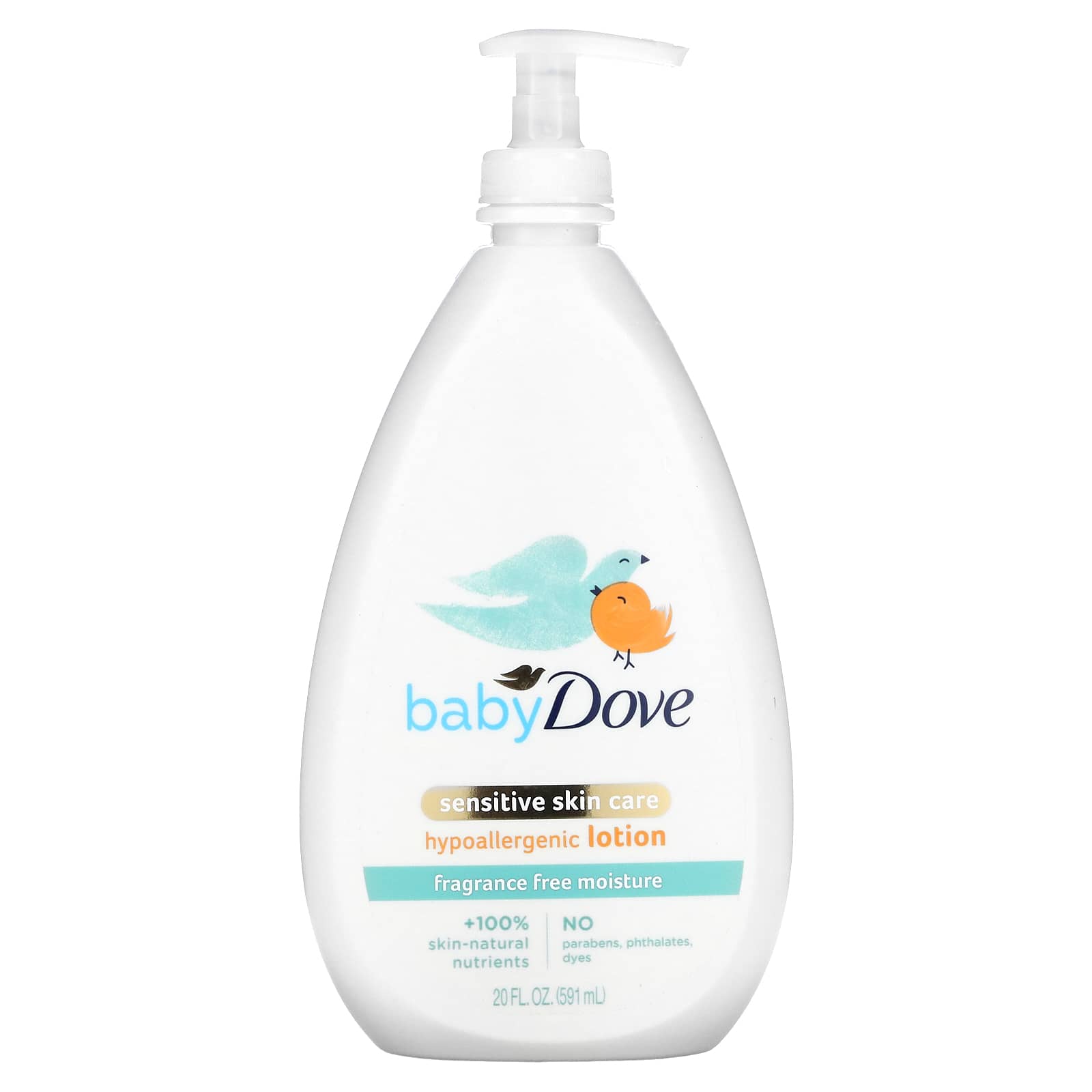 Dove-Baby-Sensitive Skin Care-Hypoallergenic Lotion-Fragrance Free-20 fl oz (591 ml)