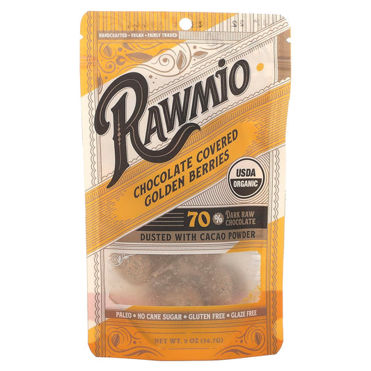 Rawmio-Chocolate Covered Golden Berries-70% Dark Raw Chocolate-2 oz (56.7 g)