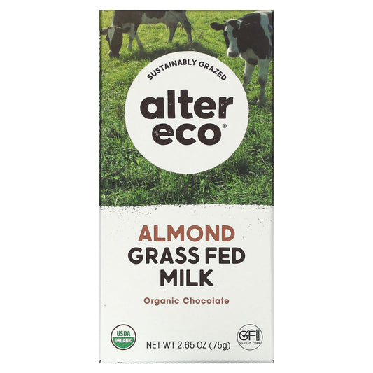 Alter Eco-Organic Chocolate Bar-Almond Grass Fed Milk-2.65 oz (75 g)