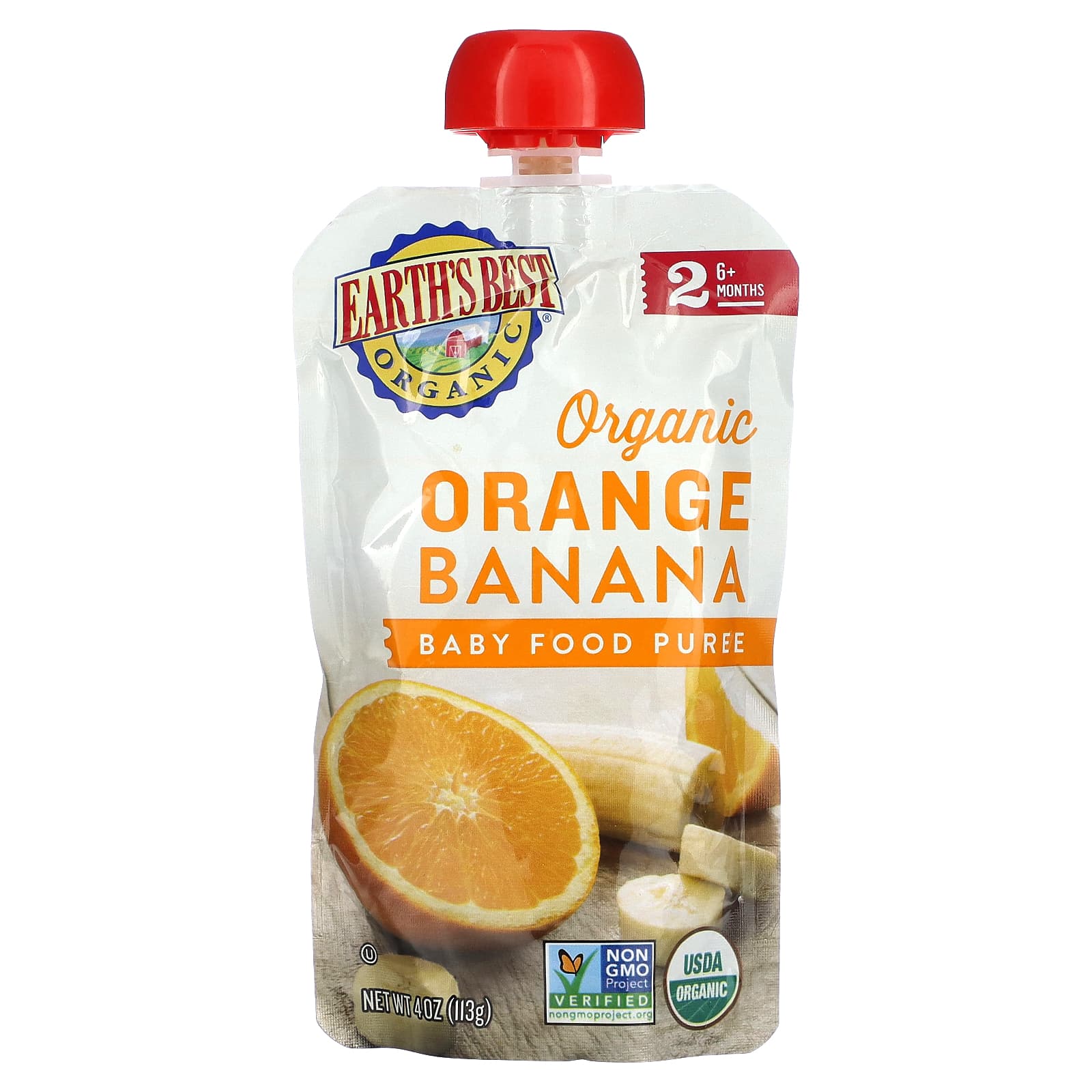 Earth's Best-Organic Baby Food Puree-6+ Months-Orange Banana-4 oz (113 g)