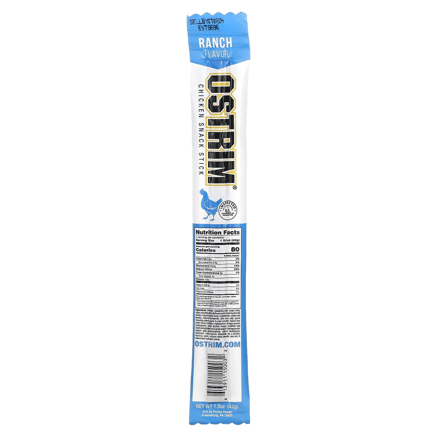 Ostrim-Chicken Snack Stick-Ranch-1 Stick-1.5 oz (42 g)