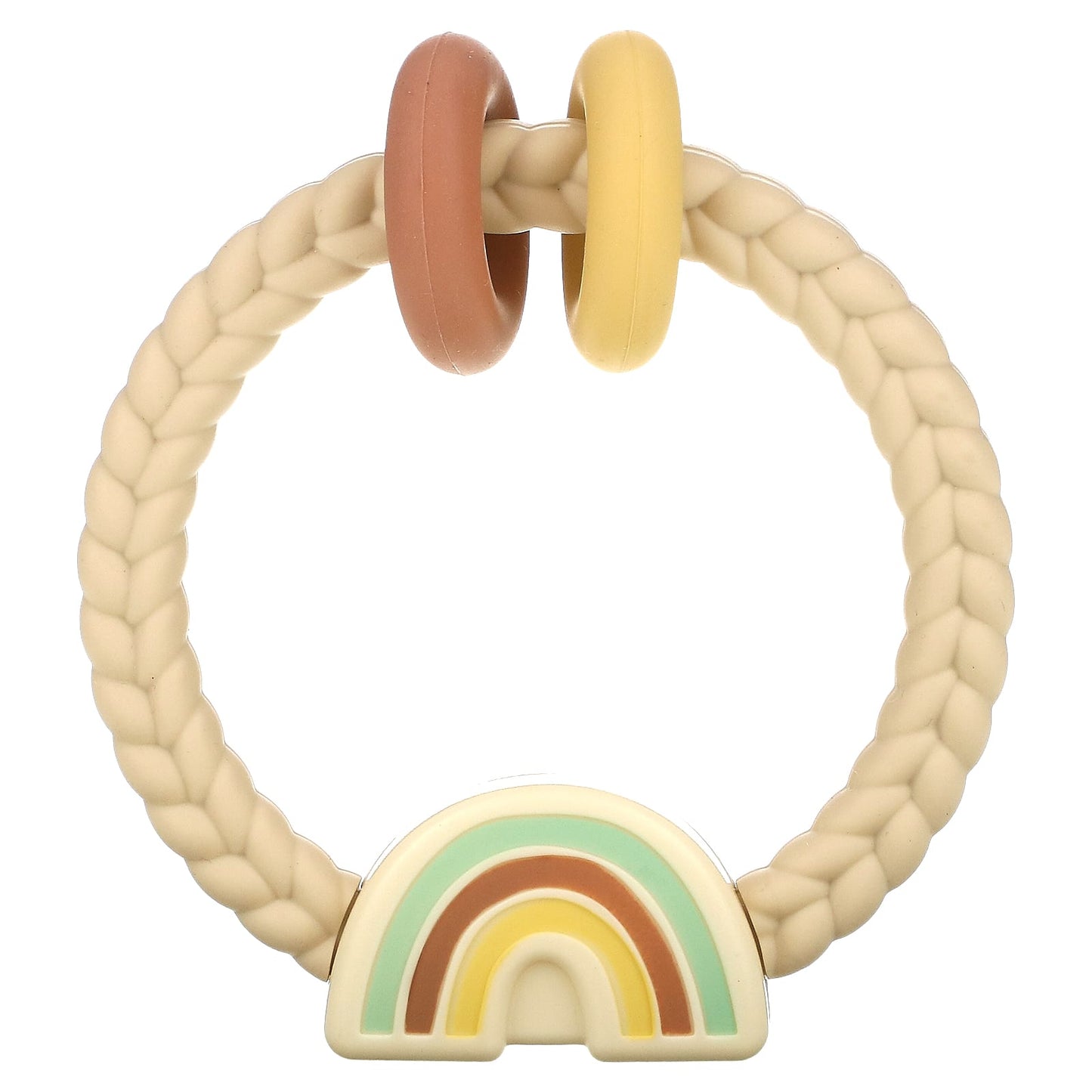 itzy ritzy, Ritzy Rattle, Silicone Teether with Rattle, 3+ Months, Neutral Rainbow, 1 Teether