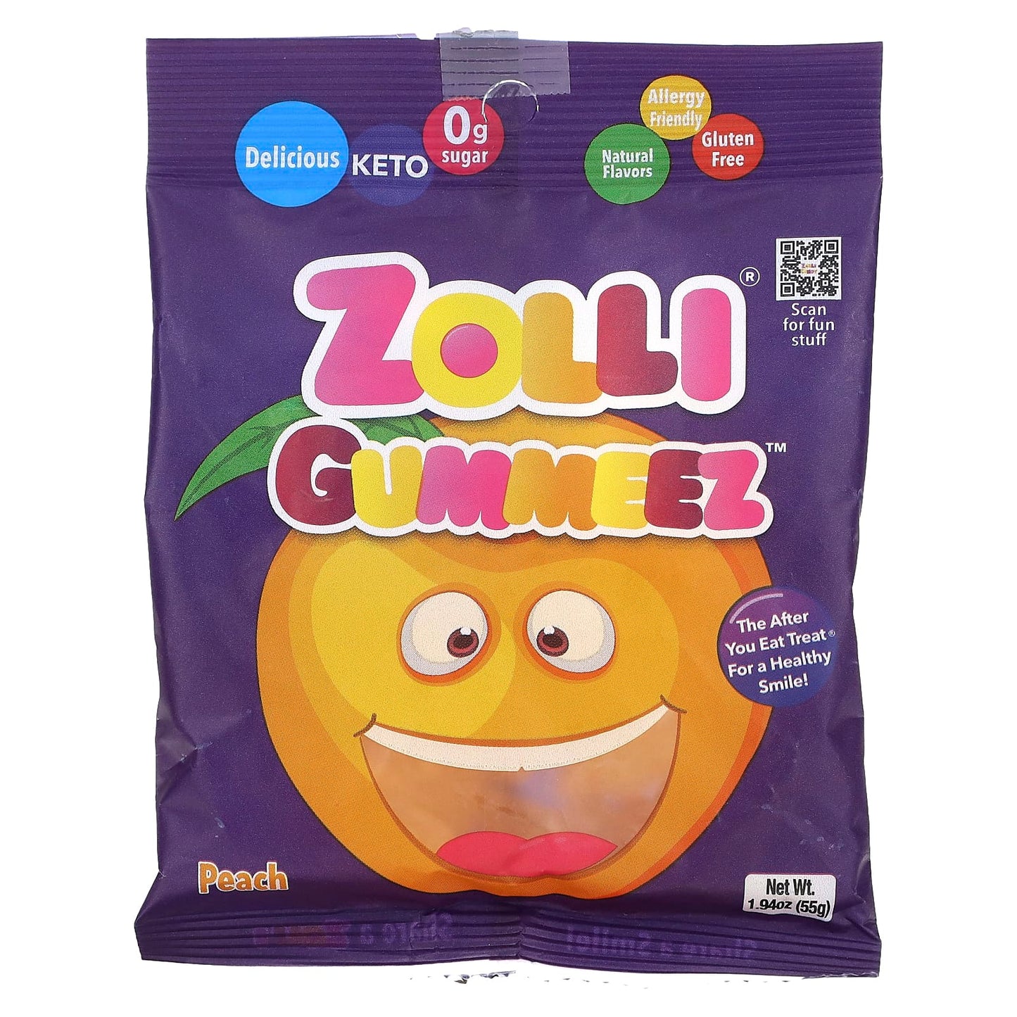 Zollipops-Zolli Gummeez-Peach-1.94 oz (55 g)