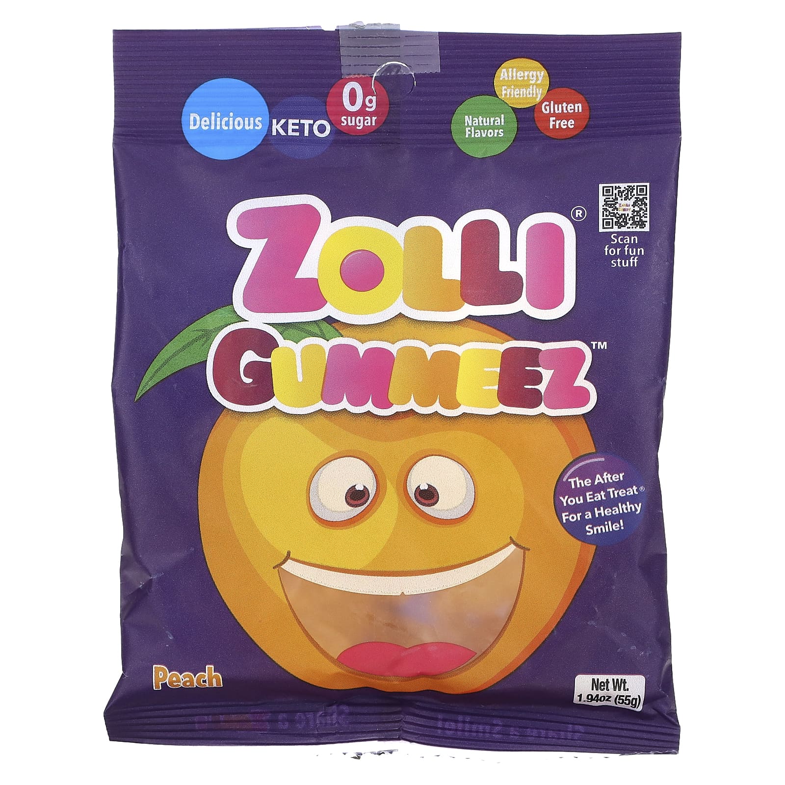 Zollipops-Zolli Gummeez-Peach-1.94 oz (55 g)