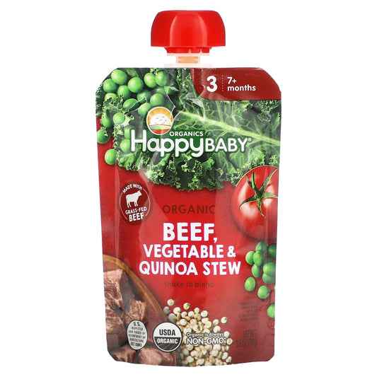 Happy Family Organics-Happy Baby-7+ Months-Organic Beef-Vegetable & Quinoa Stew-3.5 oz (99 g)