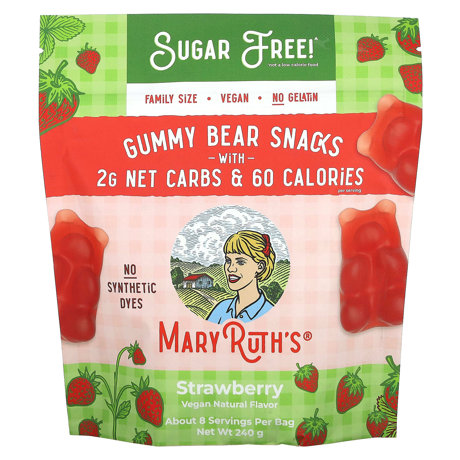 MaryRuth's-Gummy Bear Snacks-Strawberry-240 g