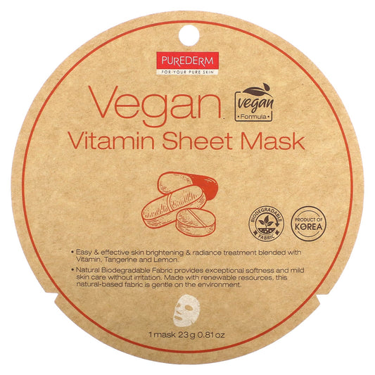 Purederm-Vegan Vitamin Sheet Beauty Mask-1 Sheet Mask-0.81 oz (23 g)