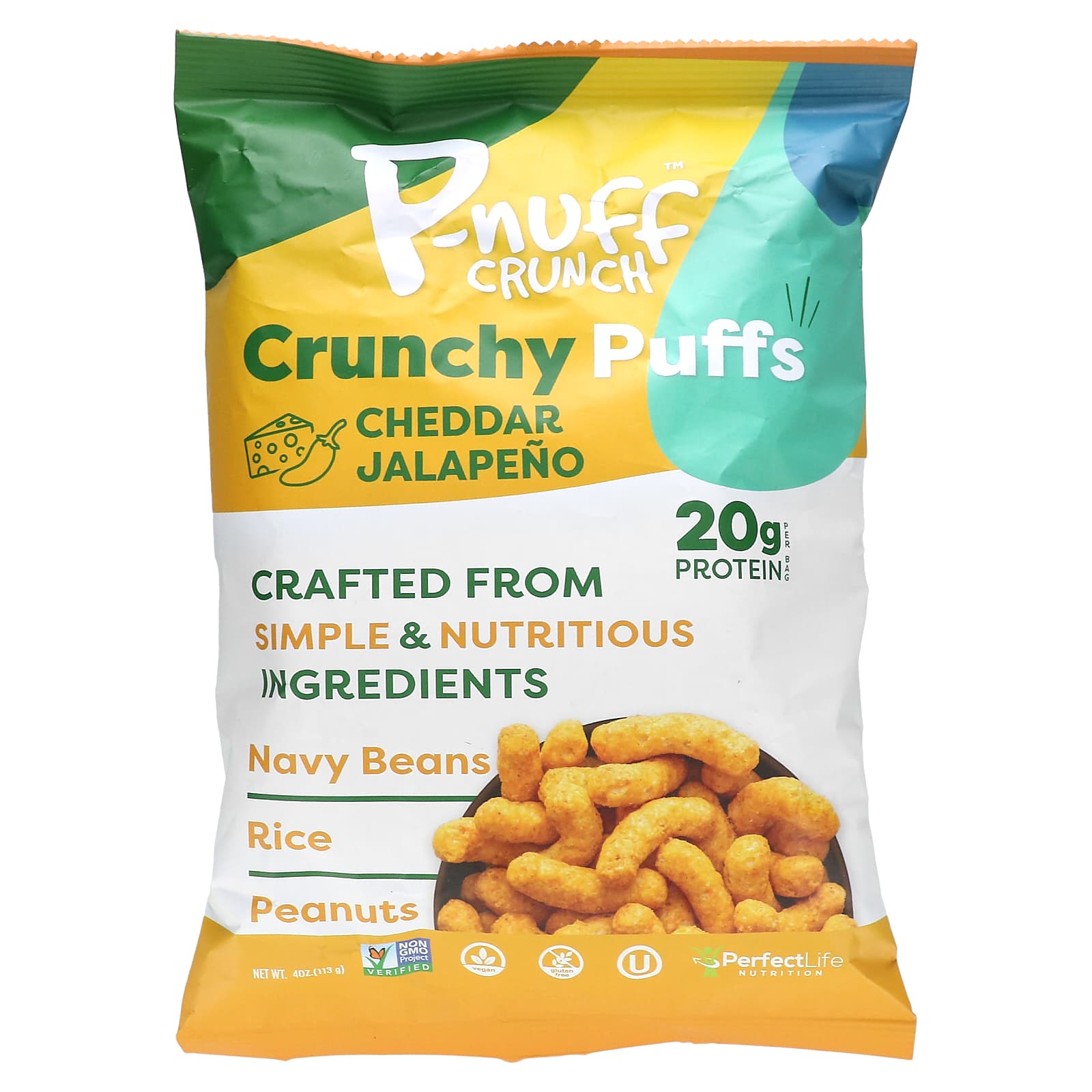 P-Nuff-Crunch-Crunchy Puffs-Cheddar Jalapeño-4 oz (113 g)