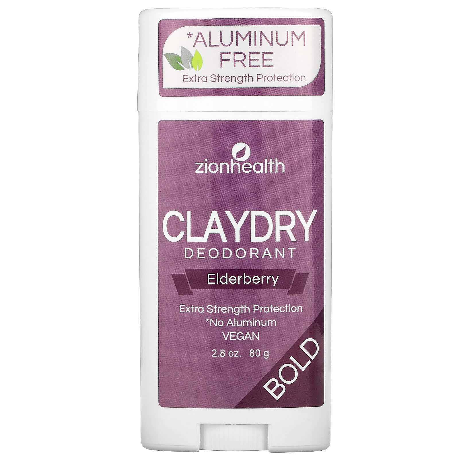 Zion Health-Bold-ClayDry Deodorant-Elderberry-2.8 oz (80 g)