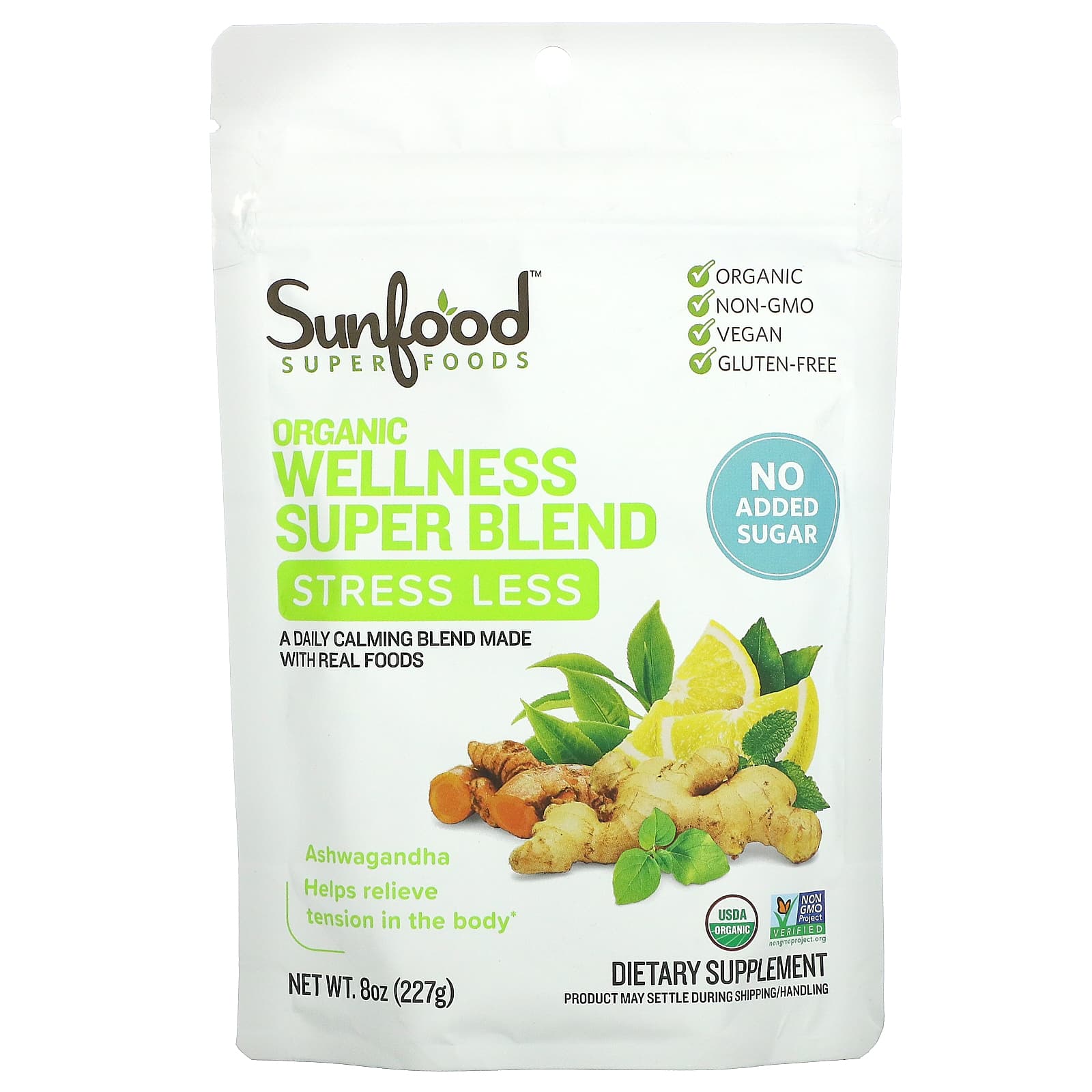 Sunfood-Organic Wellness Super Blend-Stress Less-8 oz (227 g)