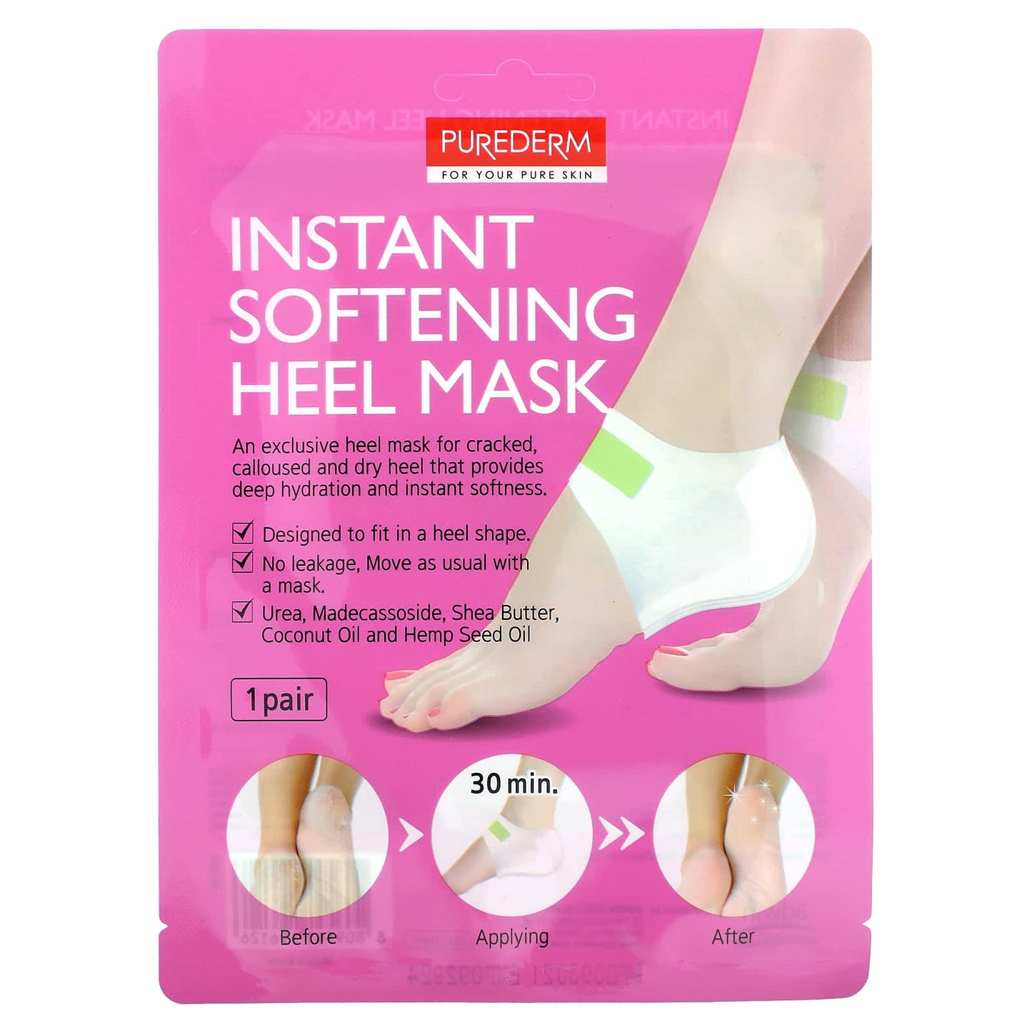 Purederm-Instant Softening Heel Beauty Mask -1 Pair-0.63 oz (18 g)