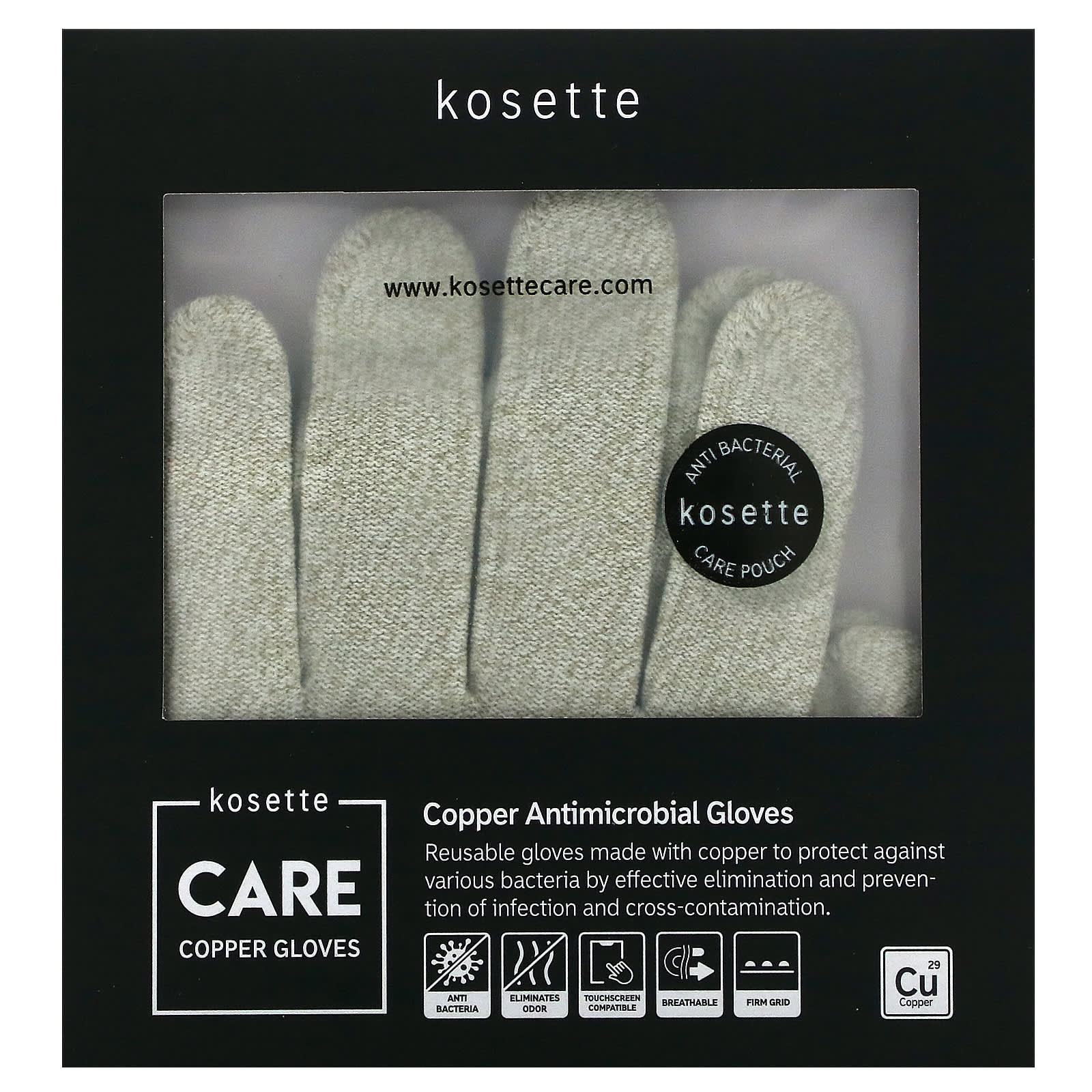 Kosette-Copper Antimicrobial Gloves-Large-1 Pair