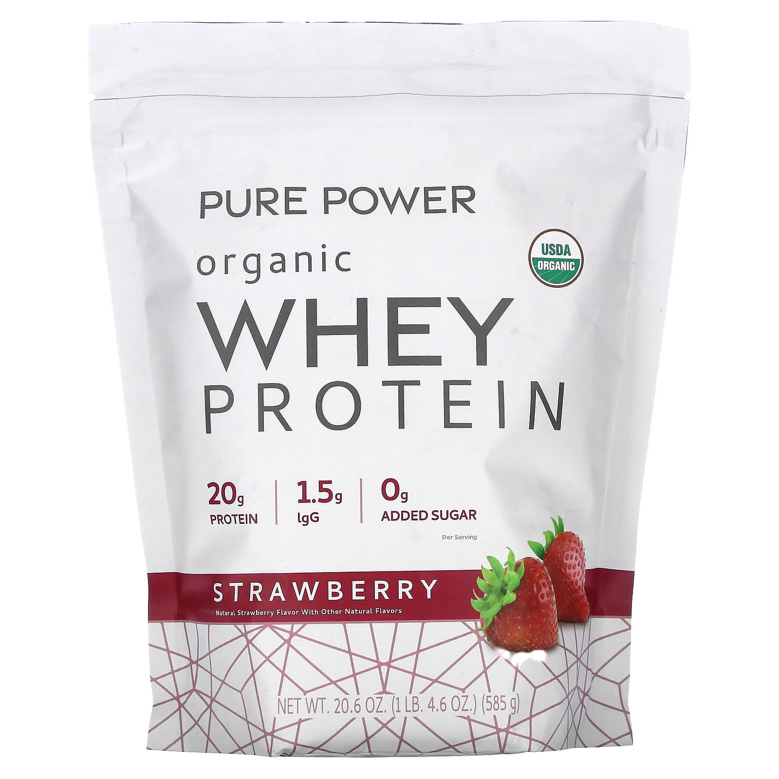 Dr. Mercola-Pure Power-Organic Whey Protein-Strawberry-1 lb 4.6 oz  (585 g)