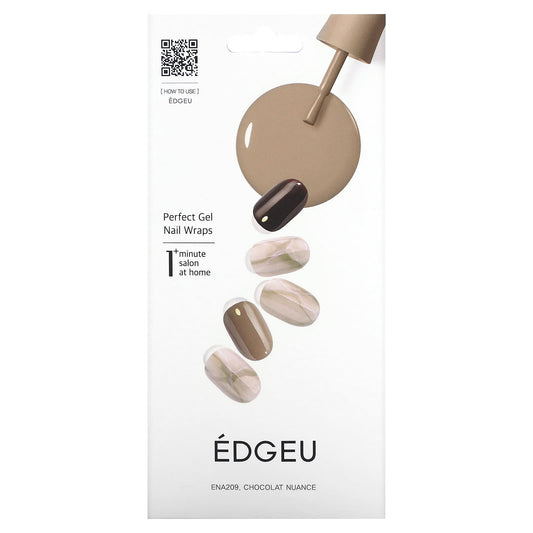 Edgeu-Perfect Gel Nail Wraps-ENT209-Chocolat Nuance-16 Piece Strips Set