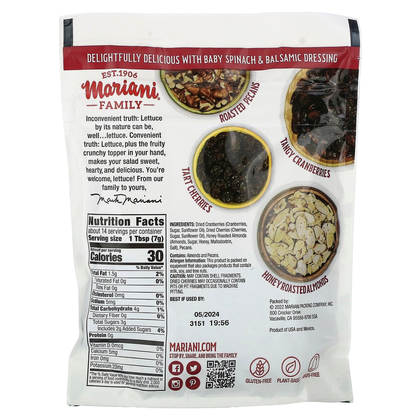 Mariani Dried Fruit, Nuts & Cherries Topper, 3.5 oz (99 g)