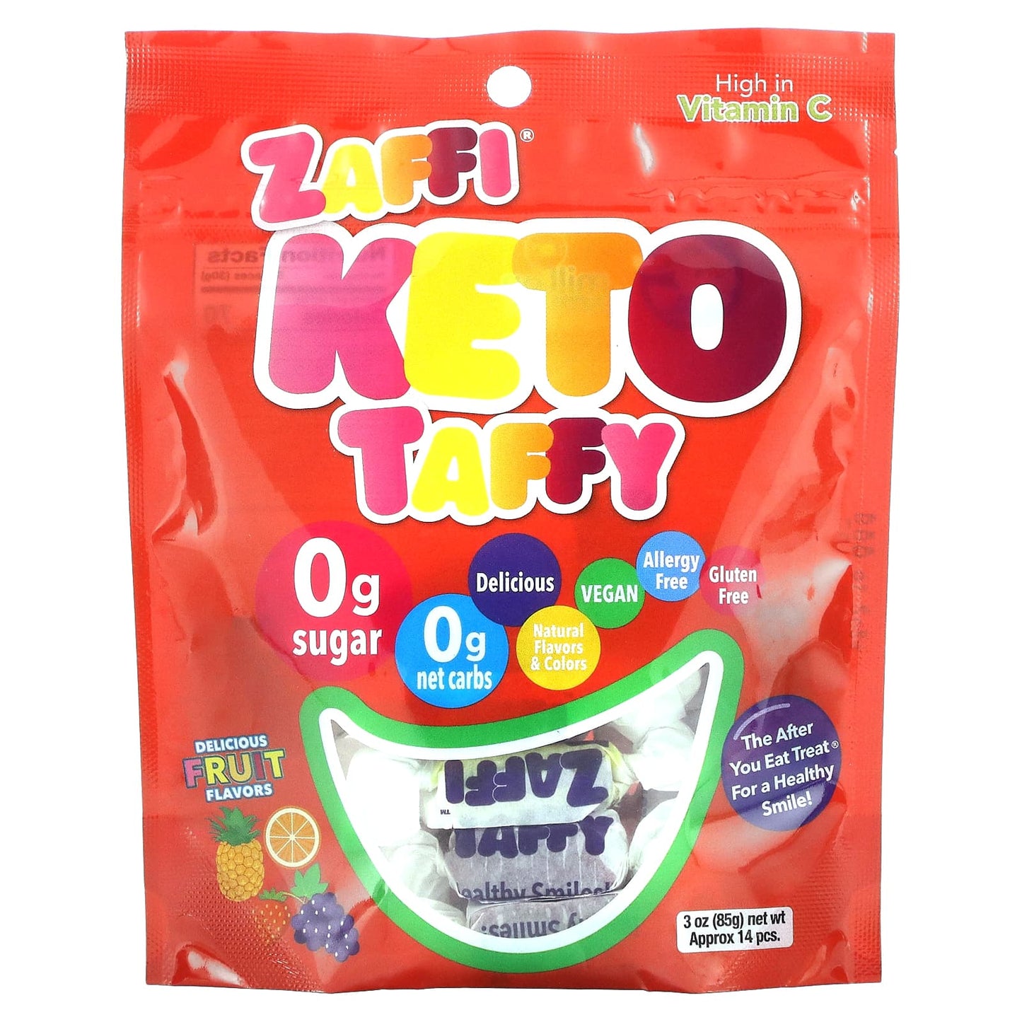 Zollipops-Zaffi-Keto Taffy-Fruit-3 oz (85 g)